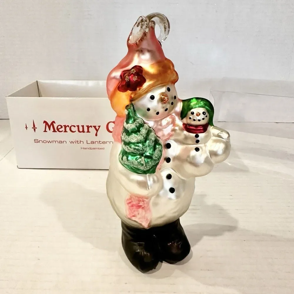 Vintage Department 56 Snowman Blown Mercury Glass‎ Ornament 7